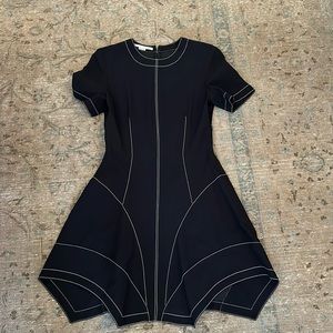 Stella McCartney black with white stitching dress. Back zipper, Size 38